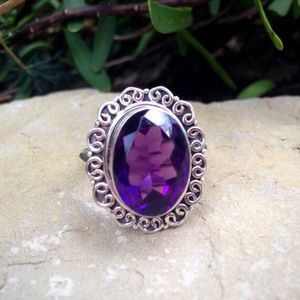Rapunzel Amethyst Solid Sterling Silver Boho Ring